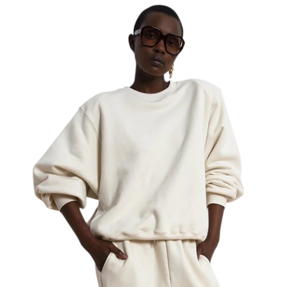 The Frankie Shop Vanessa Cotton Jersey Sweatshirt in Off-White